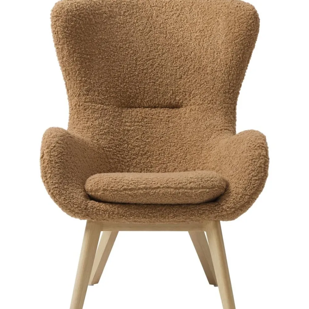 Poltrona In Teddy Con Gambe In Legno Wing*Westwing Collection Best