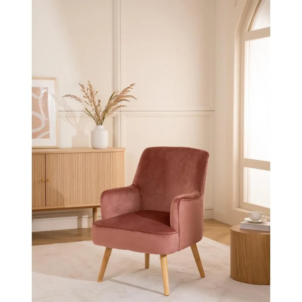 Poltrona In Velluto Rosa Adeline*Bizzotto Online