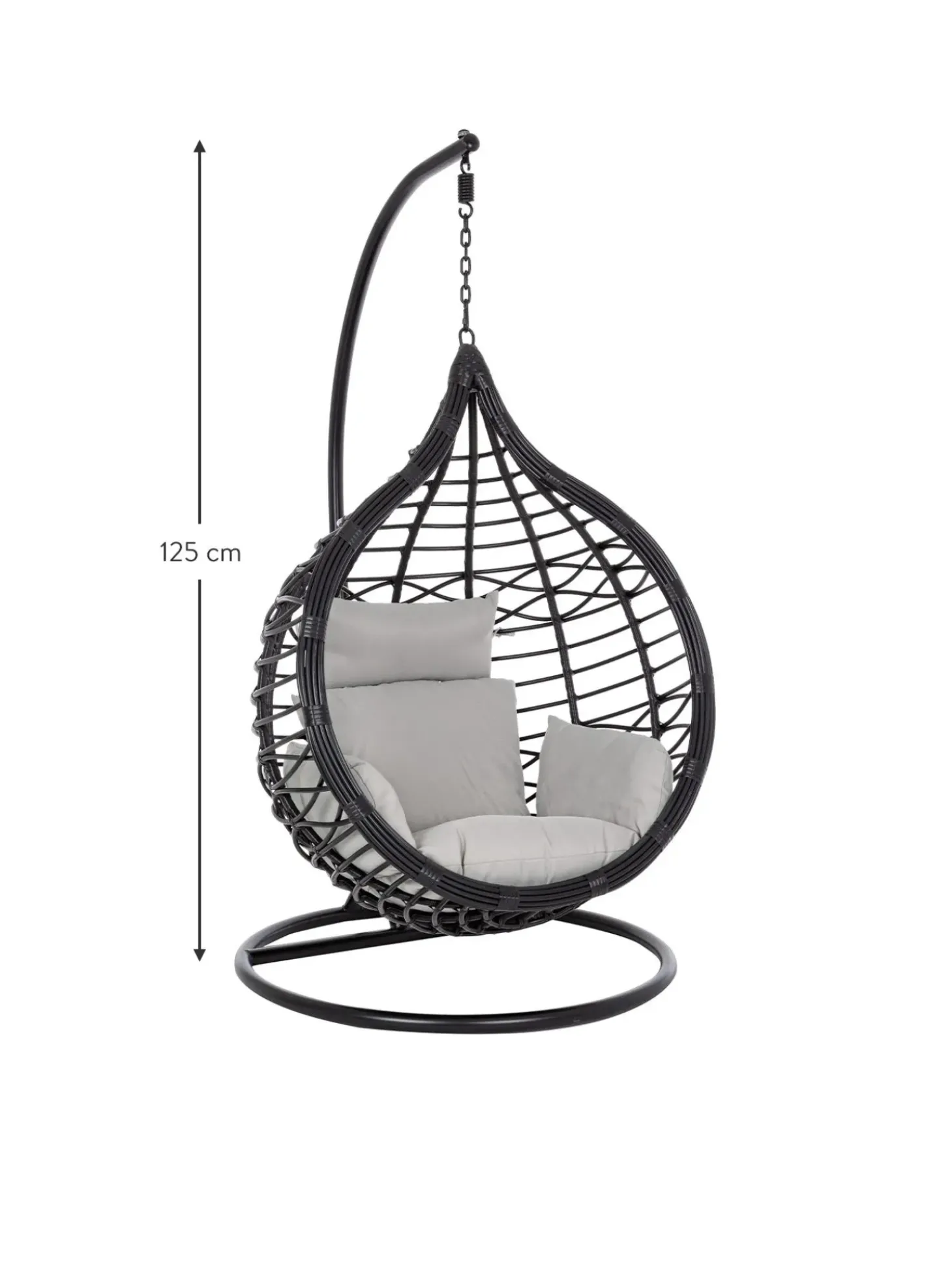 Poltrona Sospesa Color Nero Con Cuscini Torres