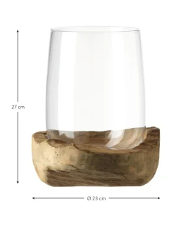 Portacandela Fatto A Mano Con Base In Teak Terra