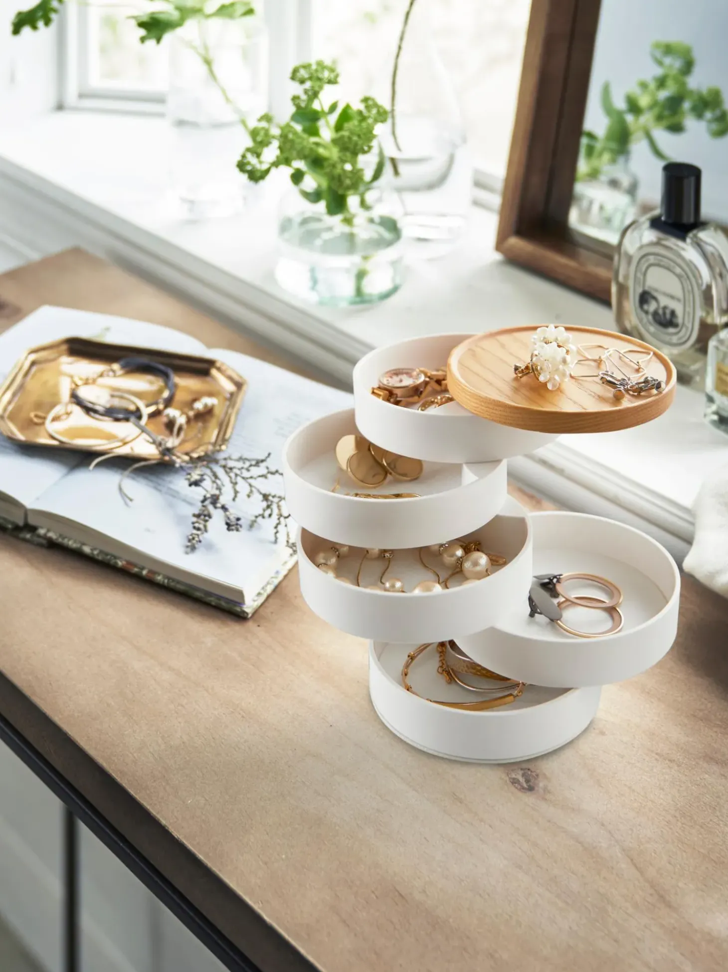 Portagioie Con Coperchio In Legno Tosca, 5 Scomparti