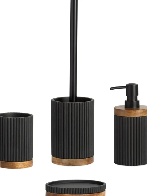 Portaspazzolino Con Dettaglio In Legno Laura
