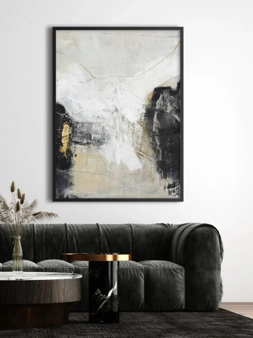 Quadro Dipinto A Mano Con Cornice In Legno White Noir