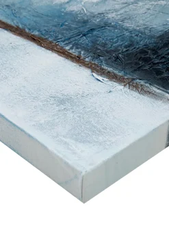 Quadro Su Tela Dipinto A Mano Golden Blue Ii