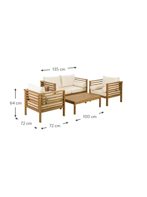Salotto Da Giardino In Legno Di Acacia Bo 4 Pz