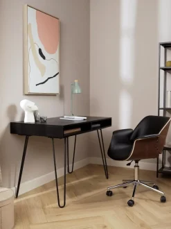 Scrivania In Legno Massiccio E Metallo Tova