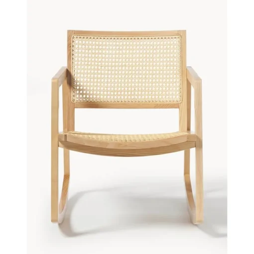 Sedia A Dondolo In Legno Di Frassino Con Intreccio In Rattan Craig*Westwing Collection Hot