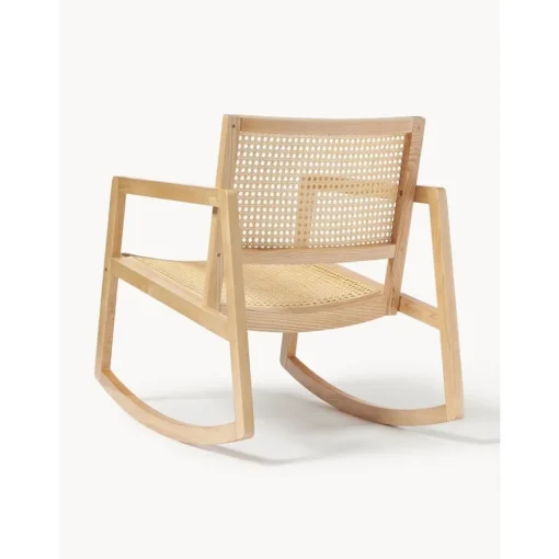 Sedia A Dondolo In Legno Di Frassino Con Intreccio In Rattan Craig*Westwing Collection Hot