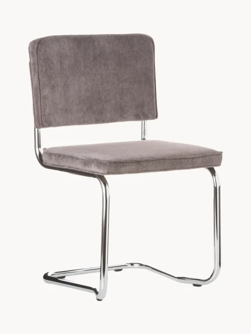 Sedia Cantilever In Velluto A Coste Kink