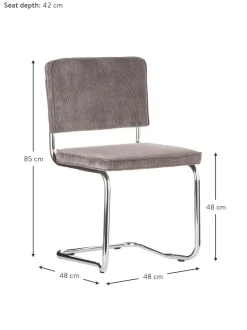 Sedia Cantilever In Velluto A Coste Kink