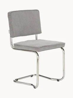 Sedia Cantilever In Velluto A Coste Kink