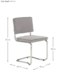 Sedia Cantilever In Velluto A Coste Kink