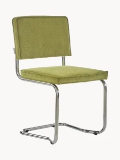 Sedia Cantilever In Velluto A Coste Kink