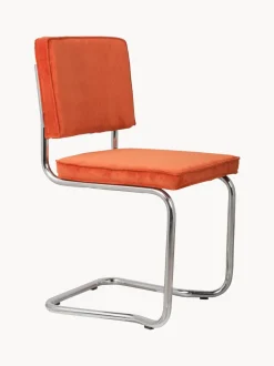 Sedia Cantilever In Velluto A Coste Kink