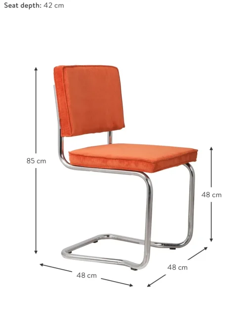 Sedia Cantilever In Velluto A Coste Kink
