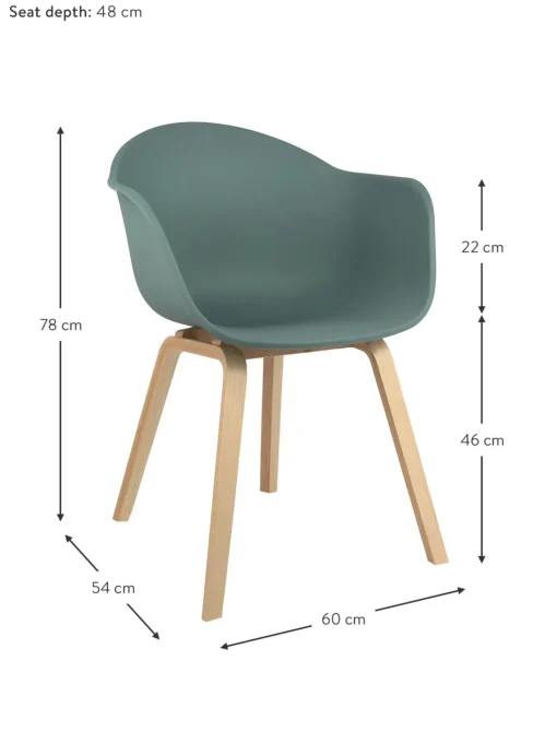 Sedia Con Braccioli E Gambe In Legno Claire