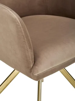 Sedia Con Braccioli Girevole In Velluto Lola