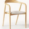 Sedia Con Braccioli In Legno Con Cuscino Angelina
