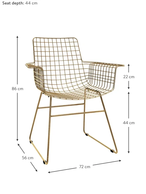 Sedia Con Braccioli In Metallo Wire