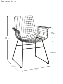 Sedia Con Braccioli In Metallo Wire