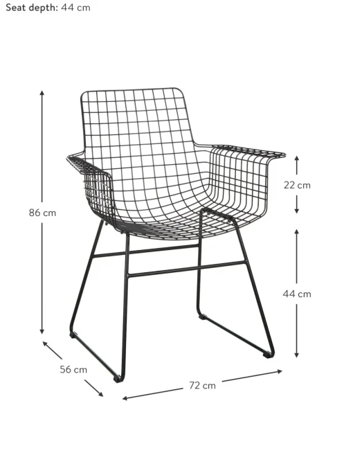 Sedia Con Braccioli In Metallo Wire