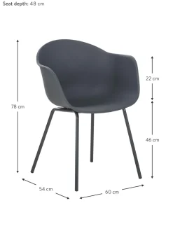 Sedia Con Braccioli In Plastica Con Gambe In Metallo Claire