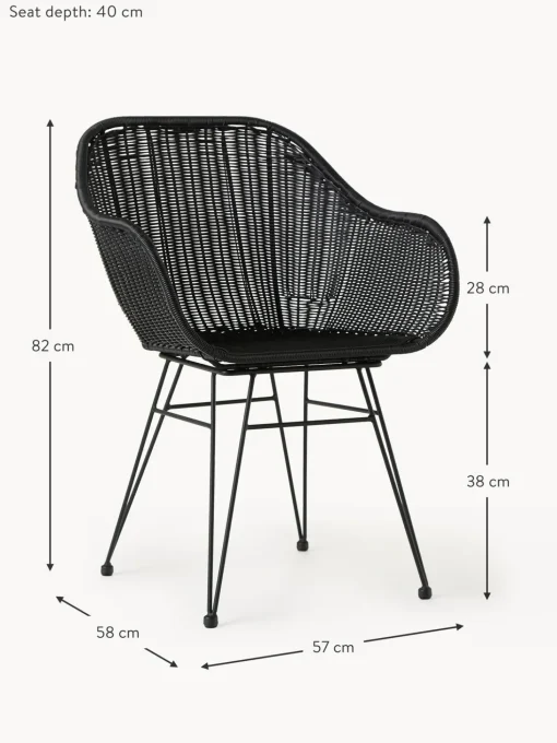 Sedia Con Braccioli In Polirattan Costa 2 Pz