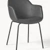 Sedia Con Braccioli In Similpelle Con Seduta Stretta Fiji