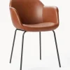Sedia Con Braccioli In Similpelle Con Seduta Stretta Fiji