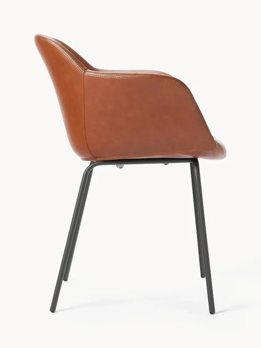 Sedia Con Braccioli In Similpelle Con Seduta Stretta Fiji