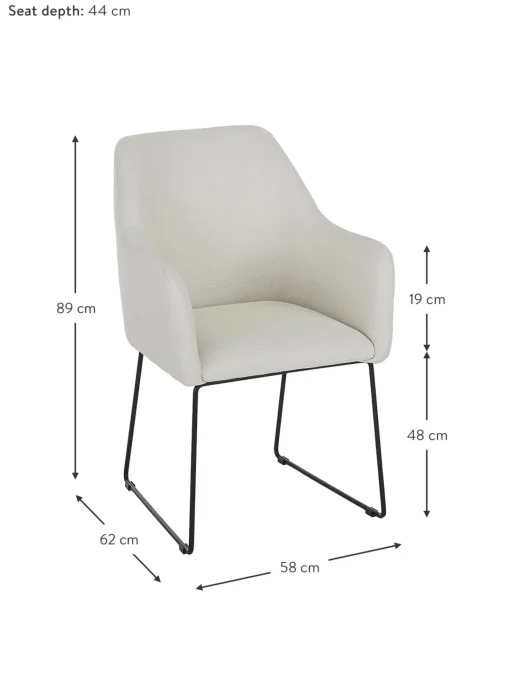 Sedia Con Braccioli In Tessuto Bianco Crema Isla