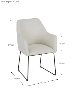 Sedia Con Braccioli In Tessuto Bianco Crema Isla
