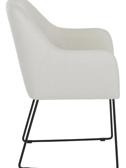 Sedia Con Braccioli In Tessuto Bianco Crema Isla