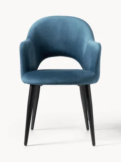 Sedia Con Braccioli In Velluto Rachel