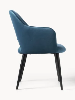 Sedia Con Braccioli In Velluto Rachel