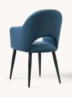 Sedia Con Braccioli In Velluto Rachel