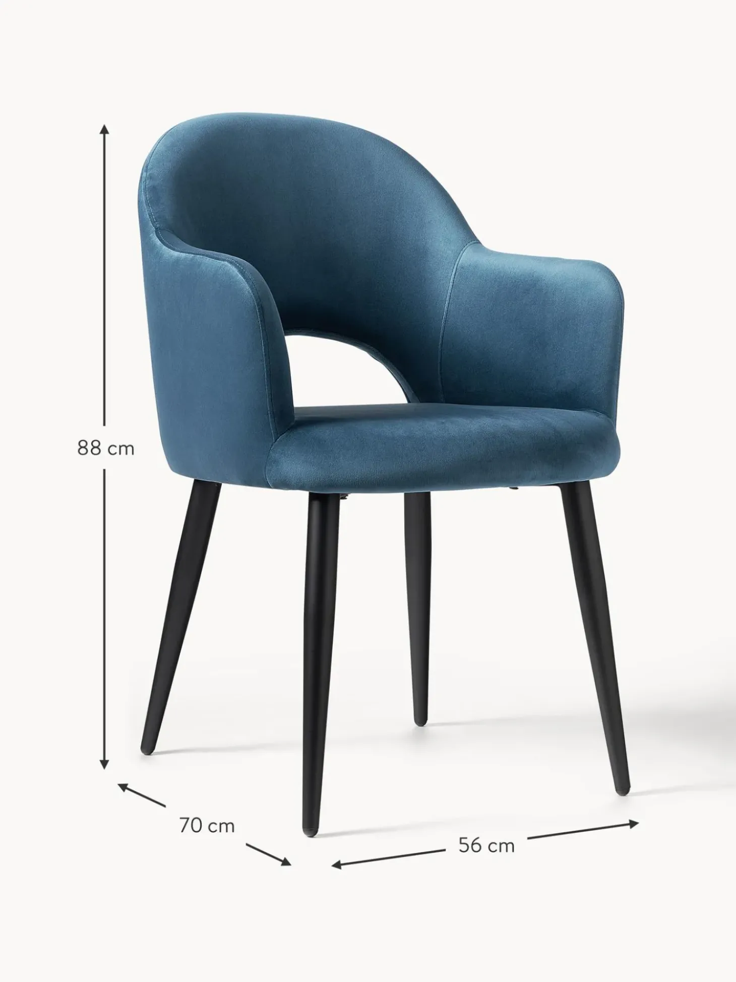 Sedia Con Braccioli In Velluto Rachel