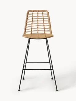 Sedia Da Bar Intrecciata Con Gambe In Metallo Costa