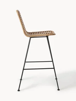 Sedia Da Bar Intrecciata Con Gambe In Metallo Costa