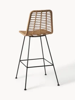 Sedia Da Bar Intrecciata Con Gambe In Metallo Costa