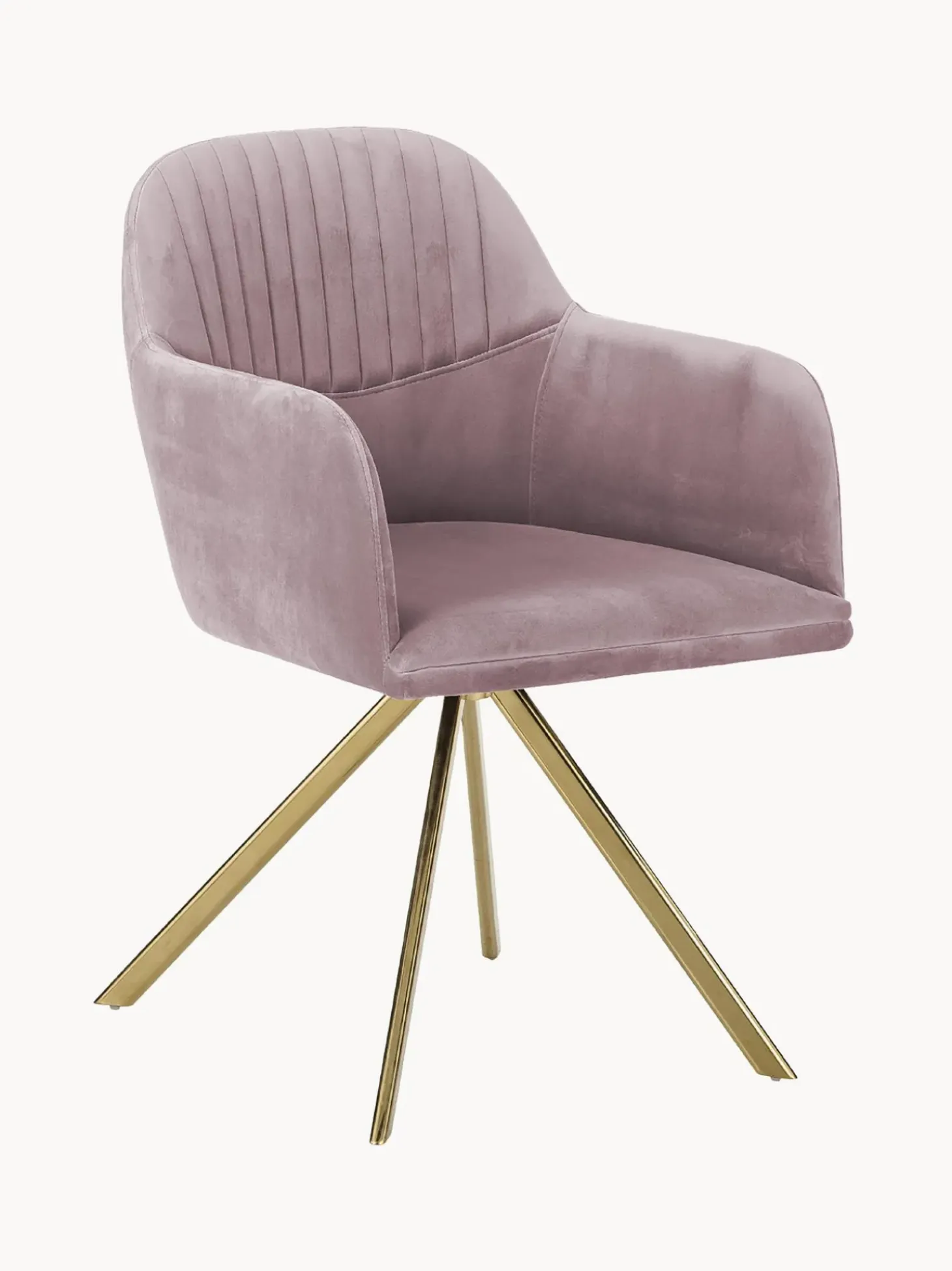 Sedia Girevole In Velluto Rosa Con Braccioli Lola