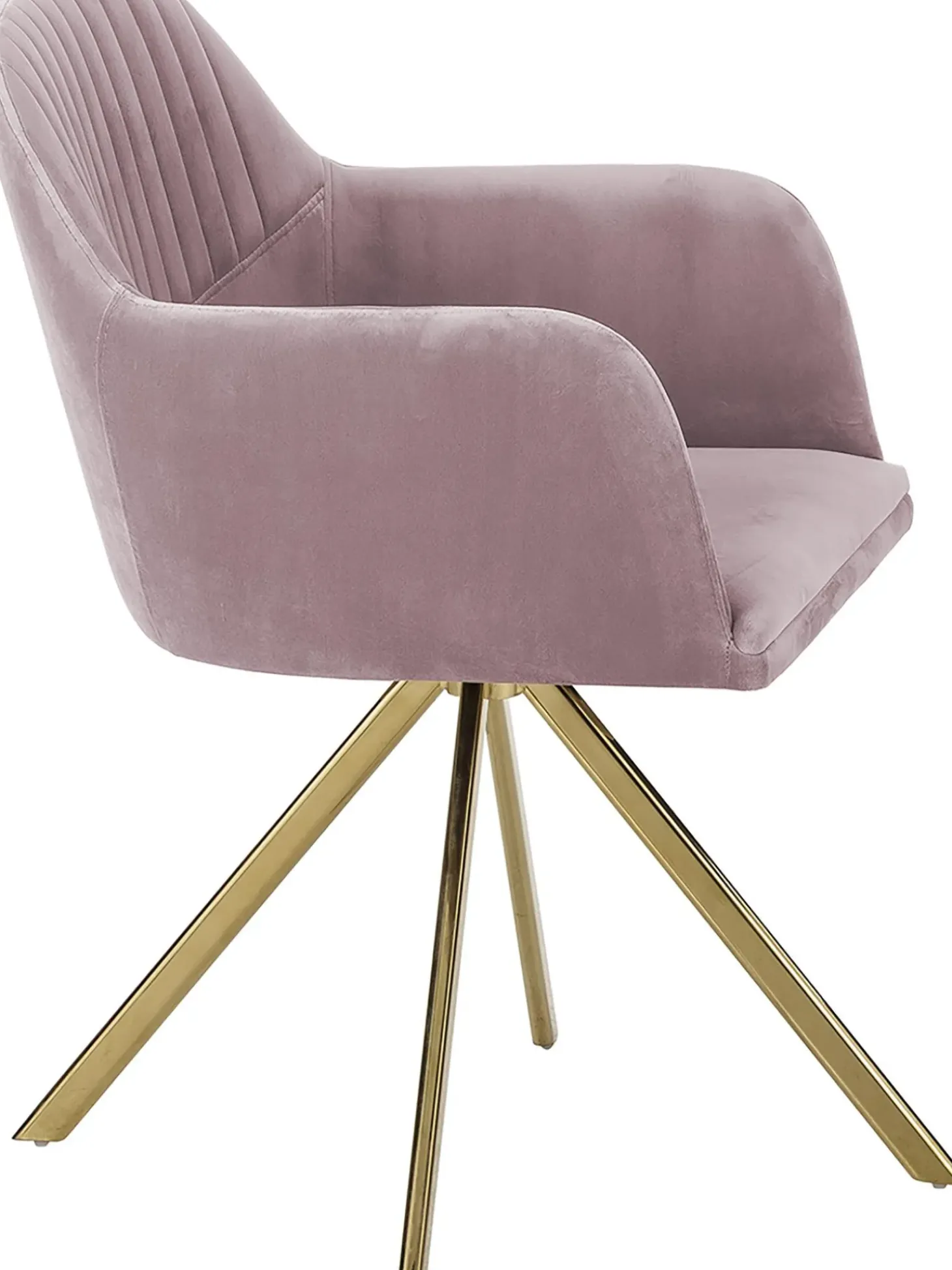 Sedia Girevole In Velluto Rosa Con Braccioli Lola