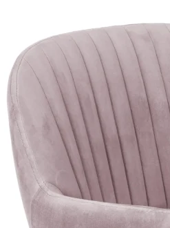 Sedia Girevole In Velluto Rosa Con Braccioli Lola