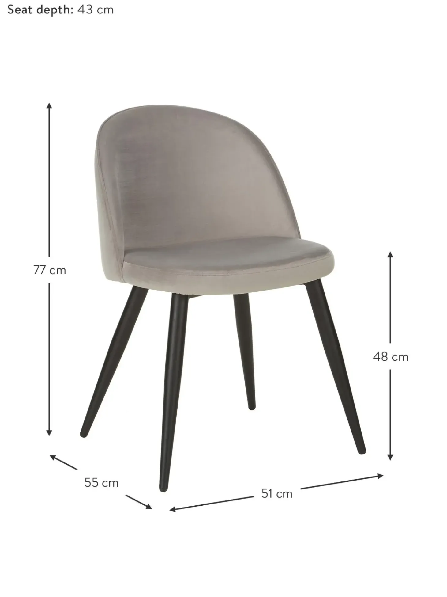 Sedia Imbottita In Velluto Amy 2 Pz