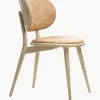 Sedia In Pelle Con Gambe In Legno Rocker, Fatta A Mano