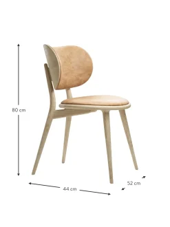 Sedia In Pelle Con Gambe In Legno Rocker, Fatta A Mano