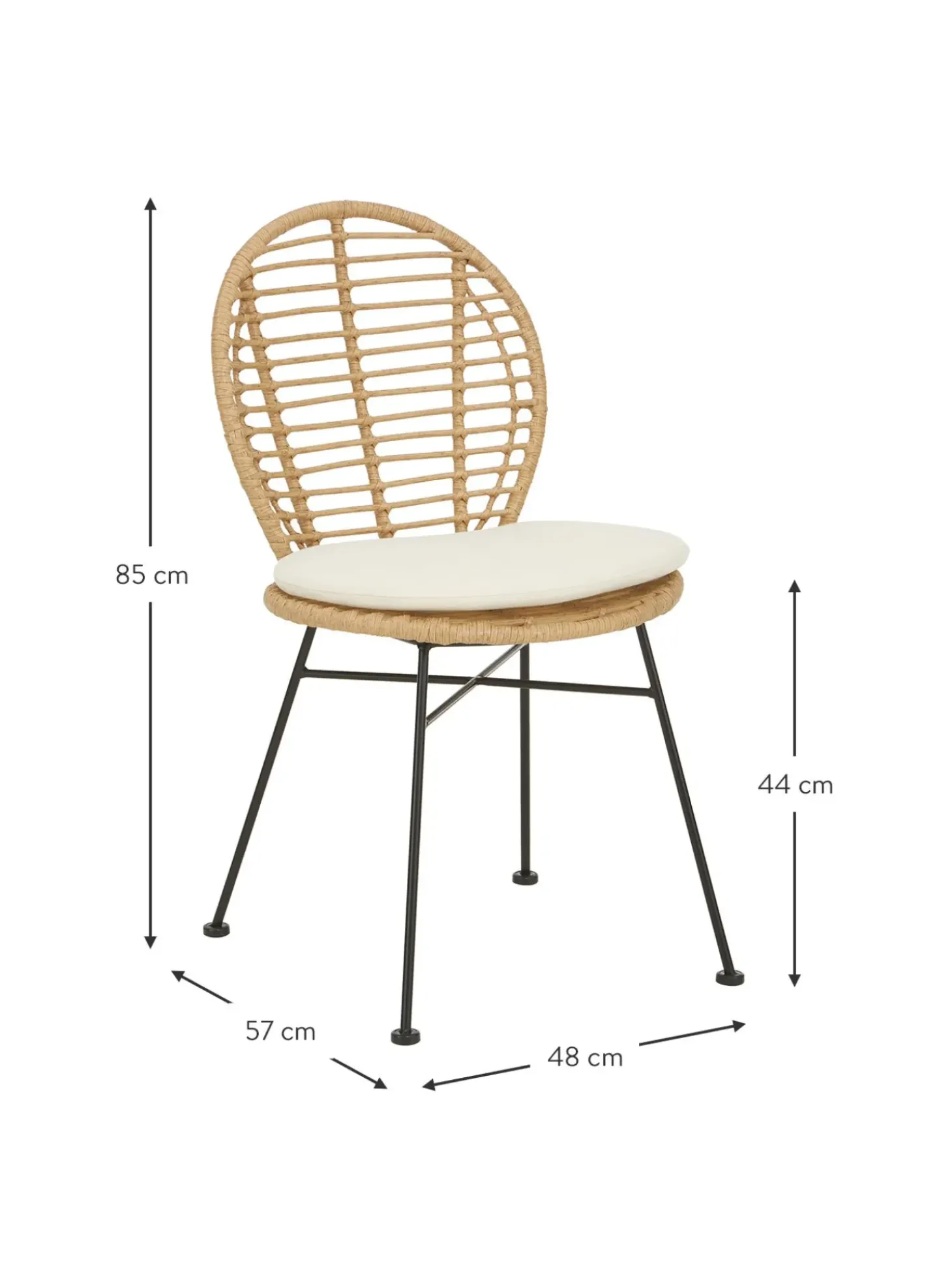 Sedia In Polirattan Con Cuscino Cordula 2 Pz