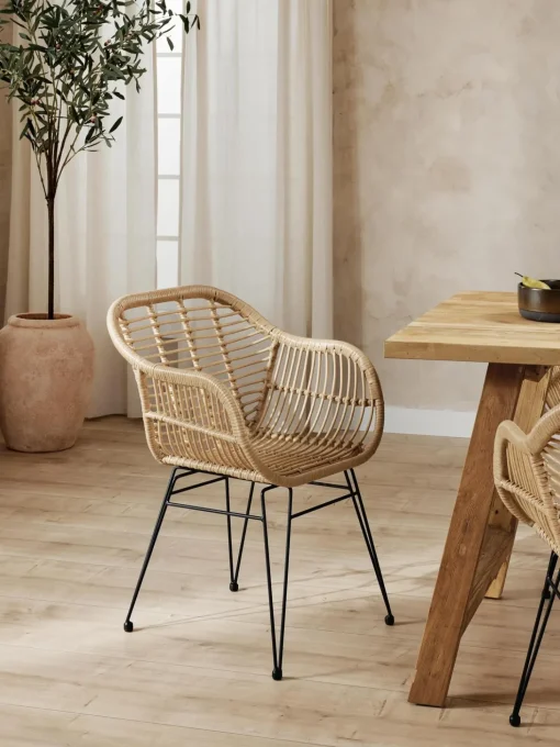 Sedia Intrecciata Con Braccioli Costa 2 Pz