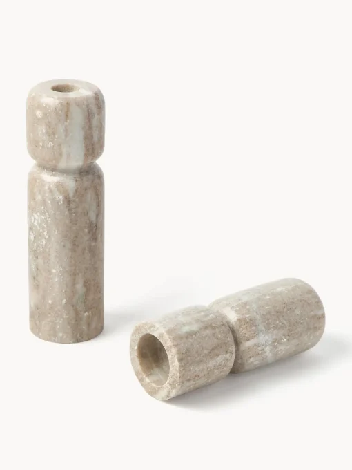 Set 2 Candelabri In Marmo Como