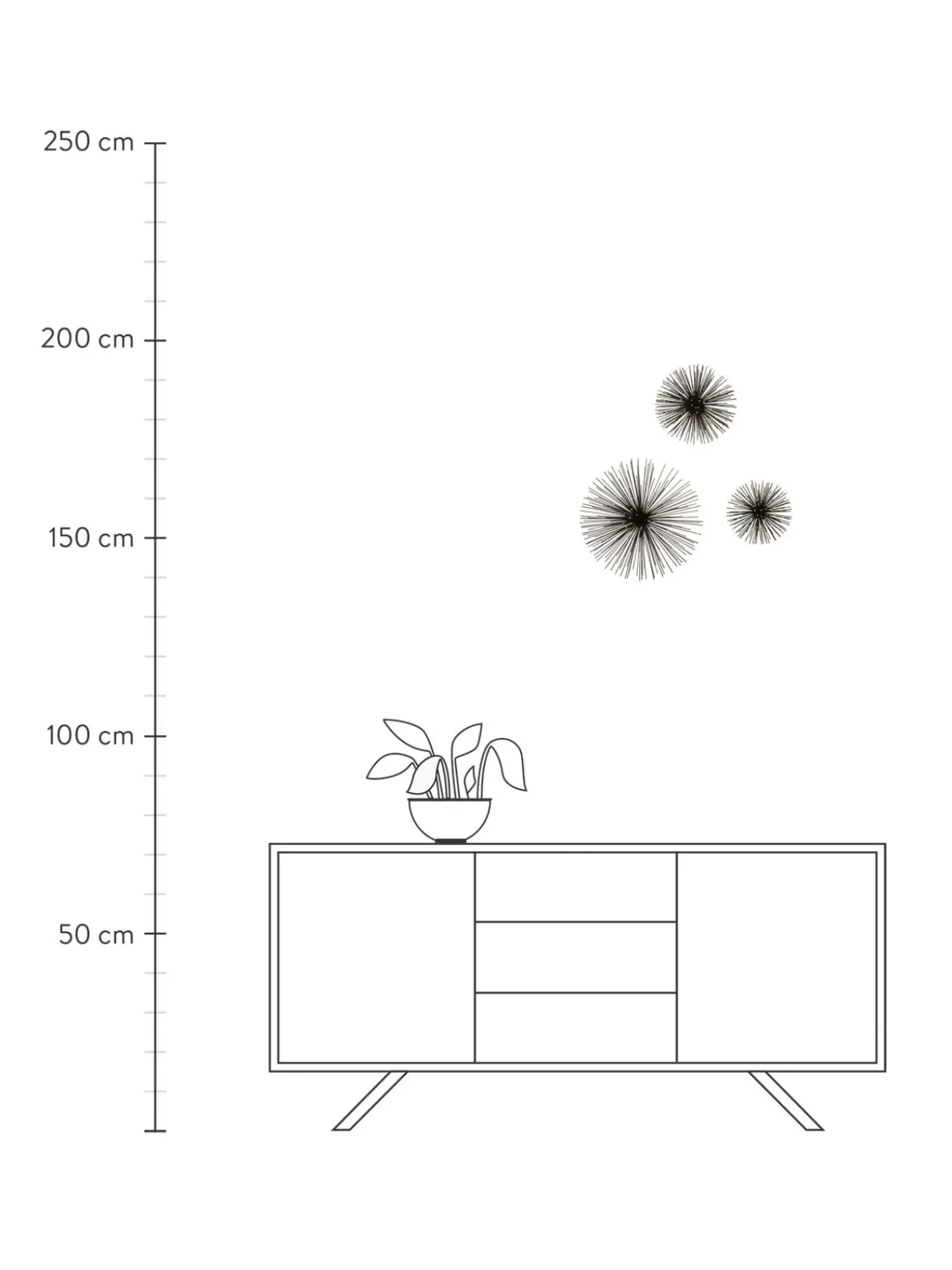 Set 3 Decorazioni Da Parete In Metallo Ray